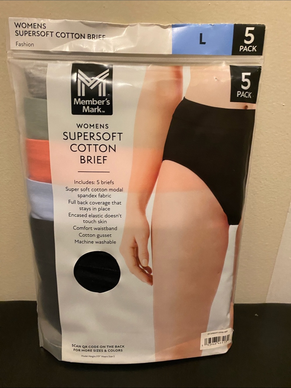 Member's Mark Women's Supersoft Cotton Briefs Multi Colors (5 Pack) (C1)
